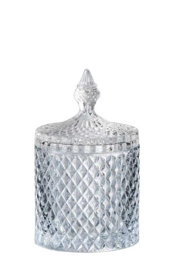 STORAGE JAR CUT CYLINDER GLASS TRANSPARENT LARGE