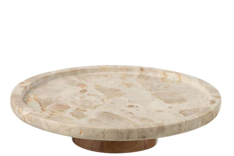 CAKE STAND ROUND MARBLE BEIGE/NATURAL