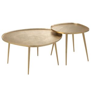 SET OF 2 SIDETABLES VINTA ALUMINIUM GOLD