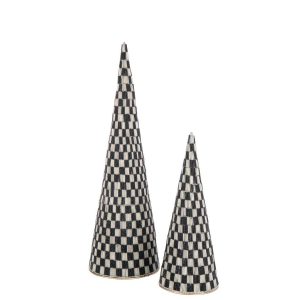 SET OF 2 CONE IRON/GLASS BLACK/ECRU