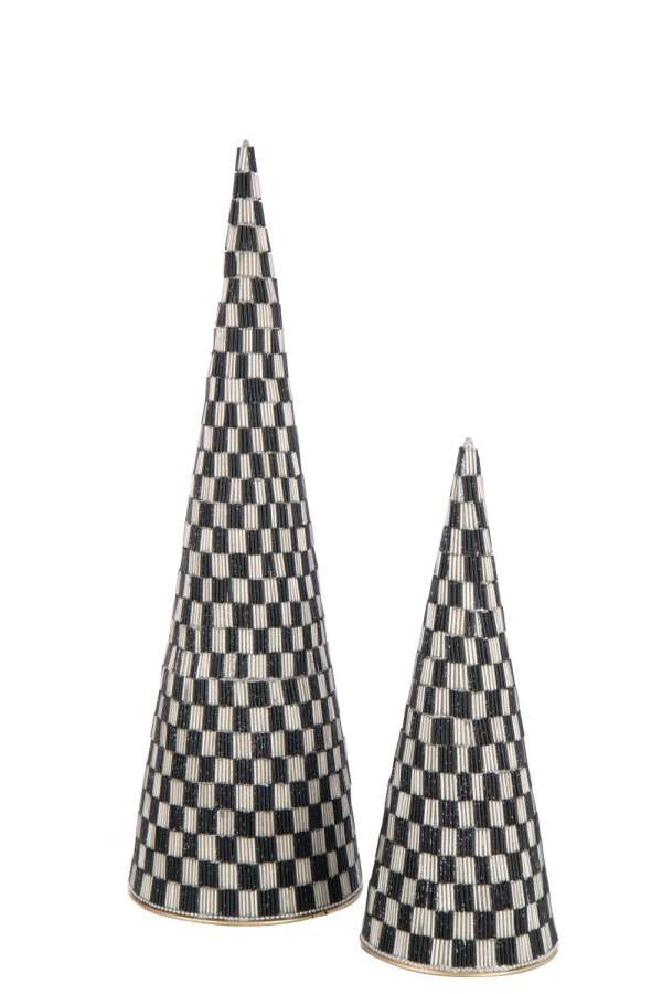 SET OF 2 CONE IRON/GLASS BLACK/ECRU