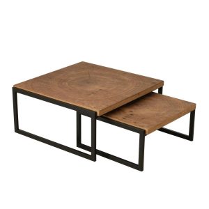 S/2 COFFEE TABLE DOS MDF NATURAL/BLACK