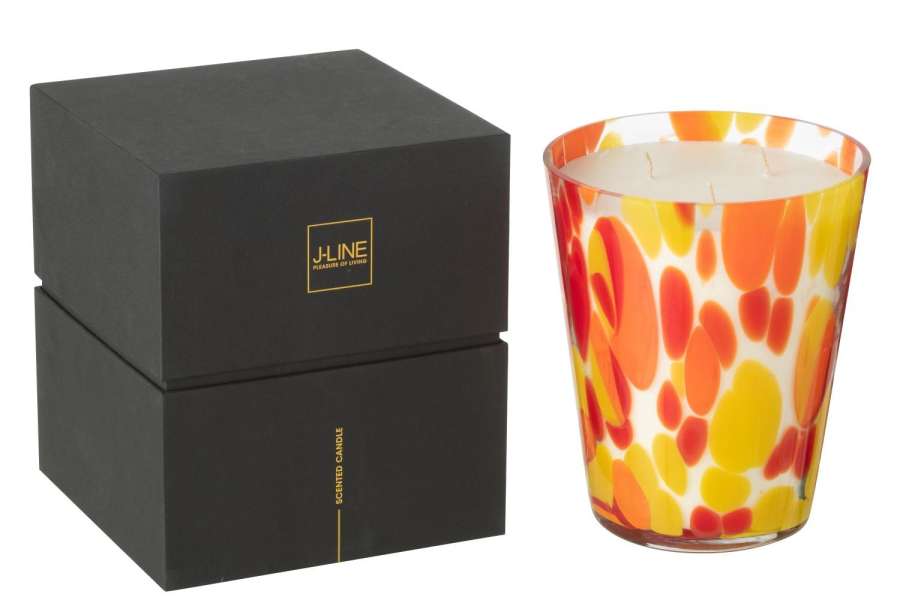 SCENTED CANDLE NOA RED/YELLOW LARGE-95HOURS