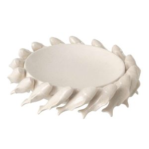 DECORATIVE BOWL FISH CERAMIC OFF-WHITE