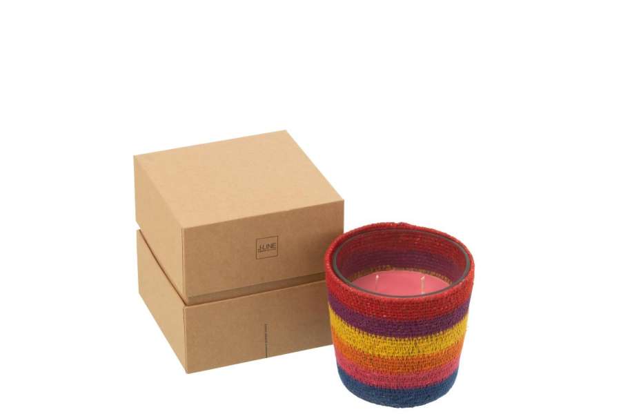 SCENTED CANDLE BASKET WAX RAINBOW SMALL-45HOURS