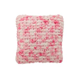 CUSHION KNITTED POLYESTER PINK/WHITE