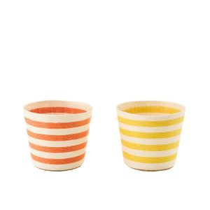 FLOWERPOT STRIPED PAPER YELLOW/ORANGE LARGE ASSORTMENT OF 2