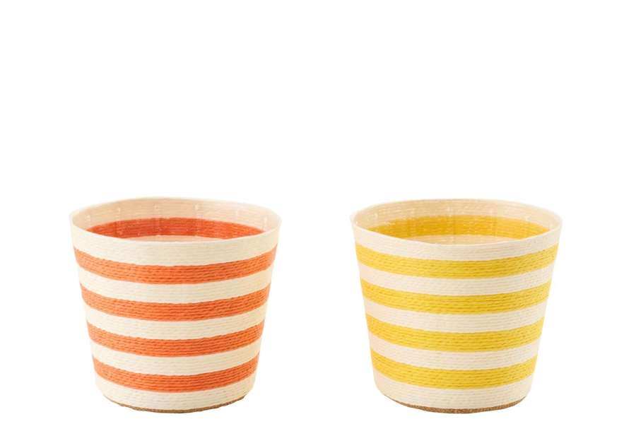 FLOWERPOT STRIPED PAPER YELLOW/ORANGE LARGE ASSORTMENT OF 2