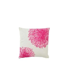 CUSHION FLOWERS COTTON WHITE/FUCHSIA