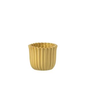 FLOWERPOT RIBBED CEMENT GOLD COLORED MEDIUM