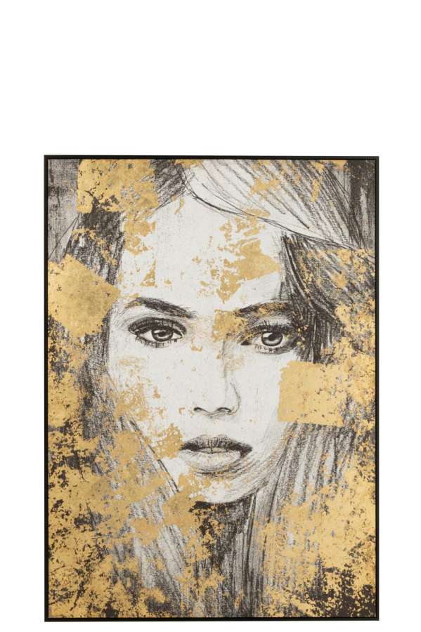 WALL DECORATION WOMAN CANVAS/POLY BLACK/GOLD