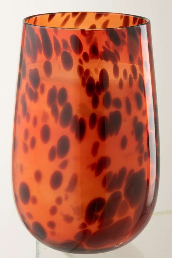 CANDLE MIA GLASS ORANGE/BLACK LARGE-230H