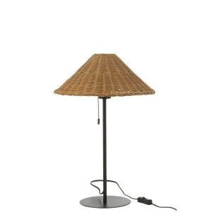 TABLE LAMP METAL/RATTAN BLACK/NATURAL