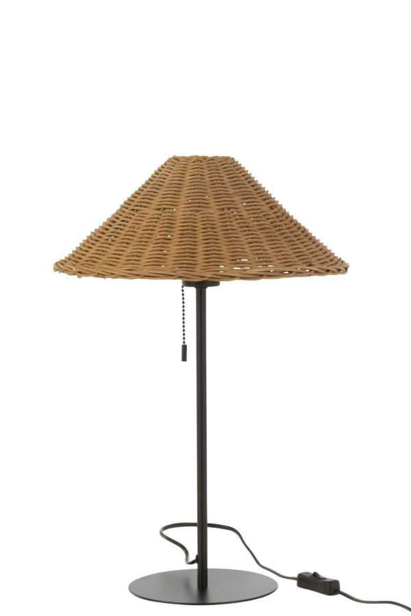 TABLE LAMP METAL/RATTAN BLACK/NATURAL