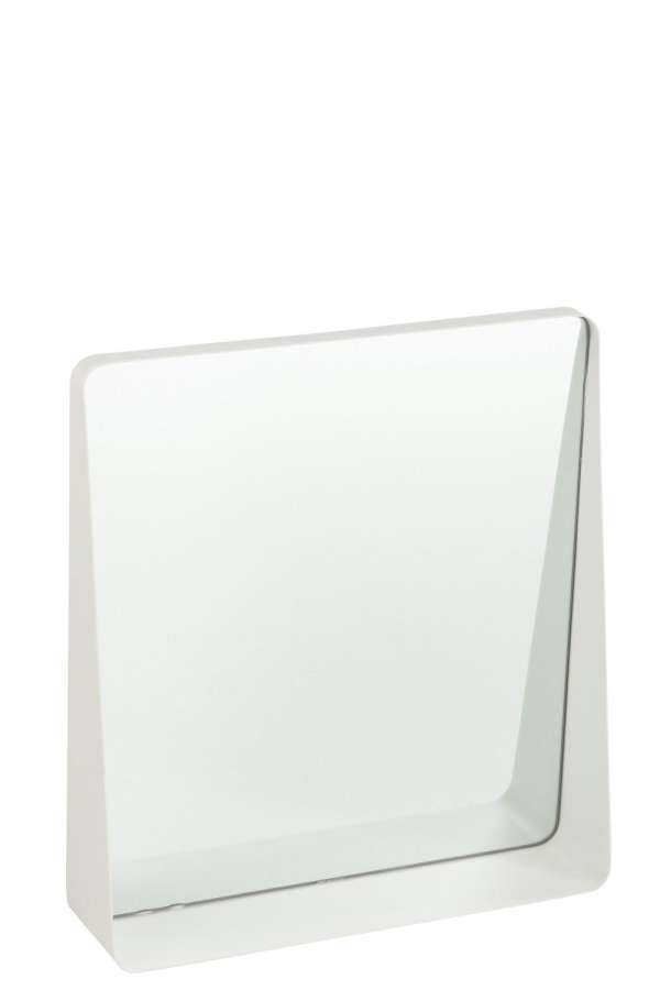 WALL MIRROR SQUARE METAL/GLASS WHITE