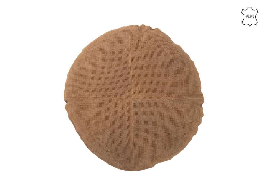 CUSHION ROUND LEATHER CAMEL