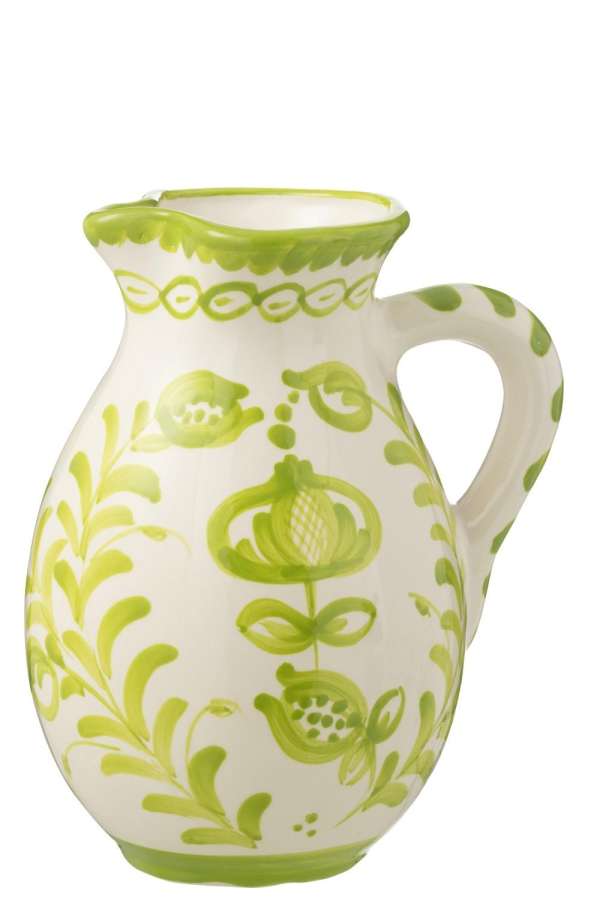PITCHER GRANADA CERAMIC WHITE/GREEN LARGE