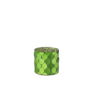 TEALIGHT HOLDER CYLINDER MOSAIC GLASS GREEN