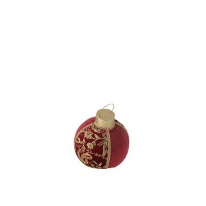 BAUBLE DECORATION PATTERNS POLYFOAM/TEXTILE RED/GOLD MEDIUM