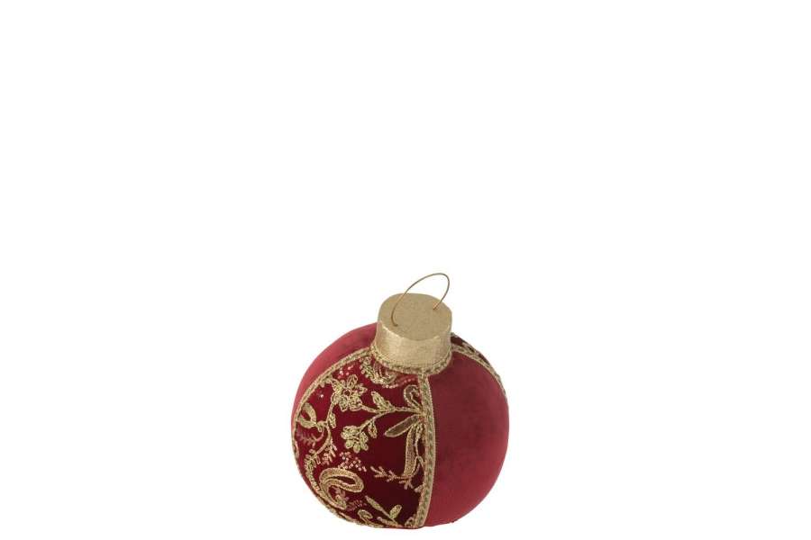 BAUBLE DECORATION PATTERNS POLYFOAM/TEXTILE RED/GOLD MEDIUM