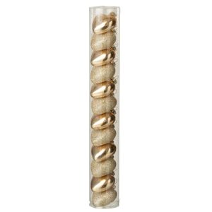 BOX OF 12 HANGER HEART GLASS GOLD COLORED