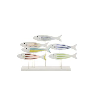 FISH ON BASE FISH STRIPED MDF MULTICOLORED LARGE