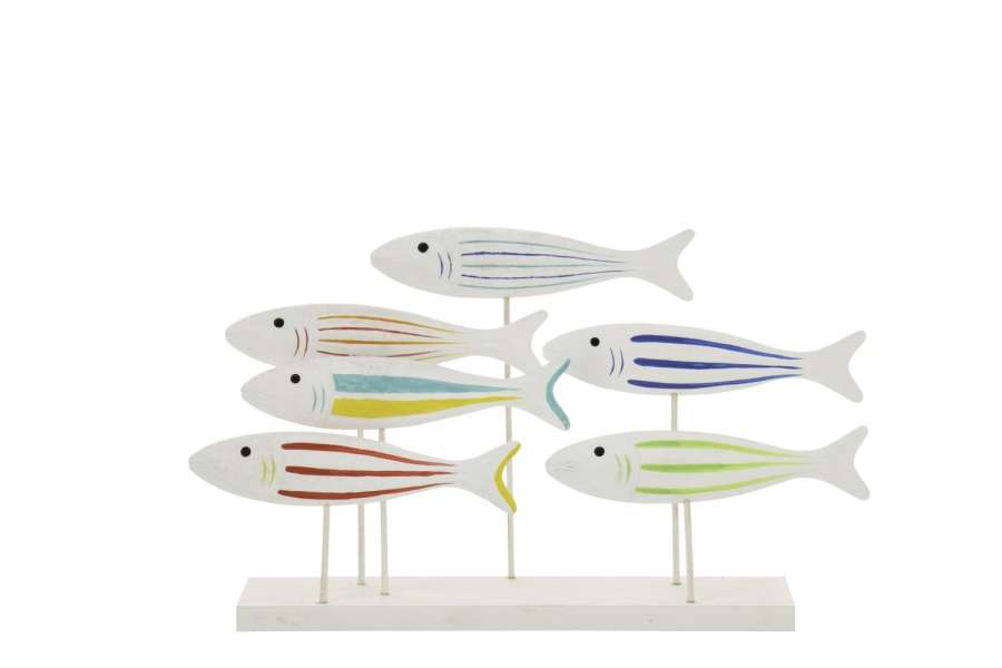 FISH ON BASE FISH STRIPED MDF MULTICOLORED LARGE