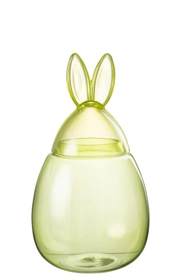 POT RABBIT GLASS GREEN LARGE