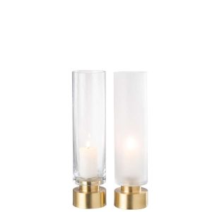 CANDLEHOLDER/VASE PIA GLASS/COPPER TRANSPARENT/GOLD LARGE ASSORTMENT OF 2