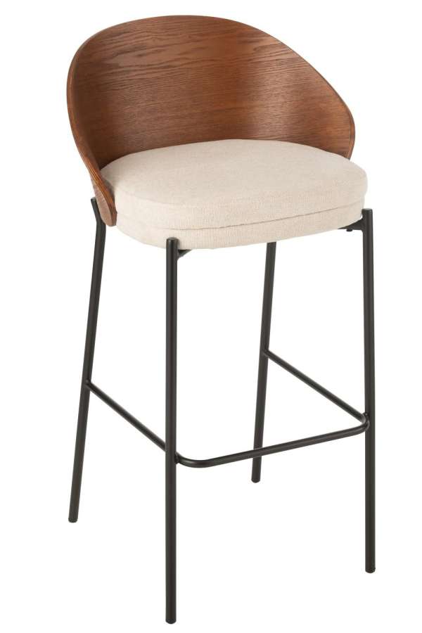 BAR CHAIR LONE PLY WOOD/METAL BROWN/BEIGE