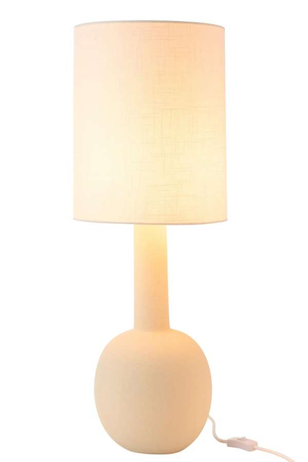 TABLE LAMP WITH SHADE STONEWARE BEIGE/WHITE