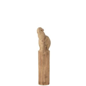 ELEPHANT ON LOG MANGO WOOD NATURAL SMALL