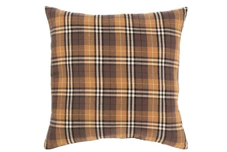 CUSHION RHOMBUS SQUARE TEXTILE BROWN/BLACK/OCHRE