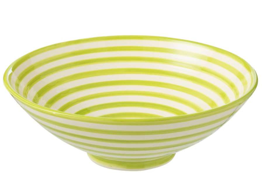 LEBRILLO BOWL GRANADA STRIPES CERAMIC WHITE/GREEN