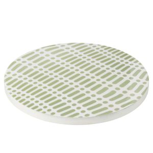 TRAY TURNING ROUND MANGO WOOD GREEN/WHITE