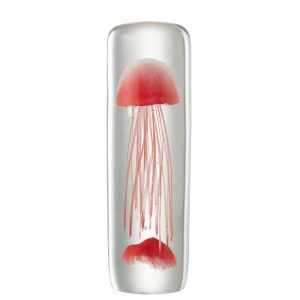 PAPERWEIGHT JELLYFISH CYLINDER GLASS RED