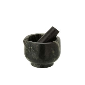 MORTAR  +  PESTLE MARBLE BLACK/LIGHT GREY