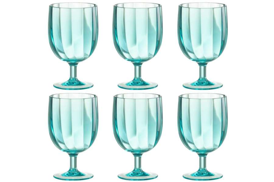 BOX OF 6 PIECES WINE GLASS PLASTIC BLUE
