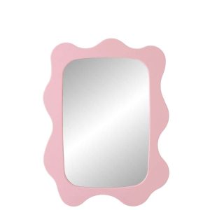 WALL MIRROR WAVES MDF LIGHT PINK
