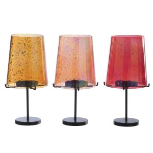 TEALIGHT HOLDER GLASS ORANGE/RED ASSORTMENT OF 3