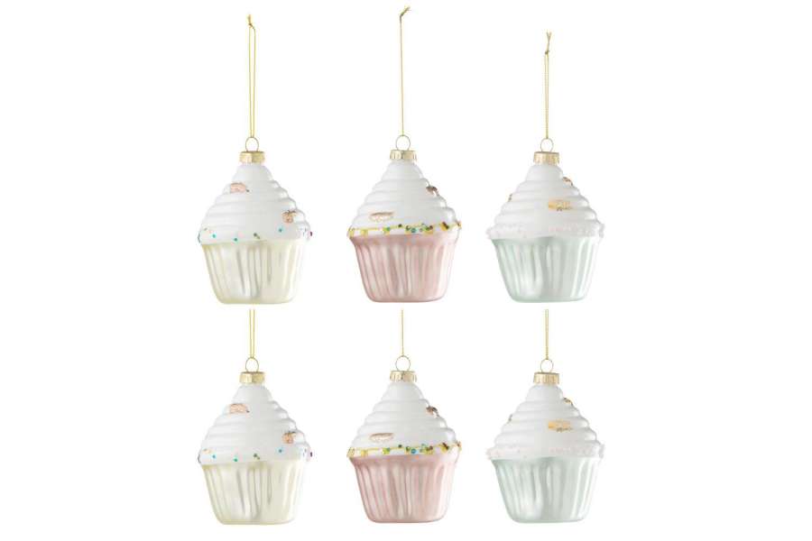 BOX OF 6 CAKE HANGER 2+2+2 GLASS MIX