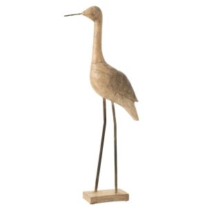 DECORATION BIRD MANGO WOOD/METAL BEIGE/BLACK LARGE