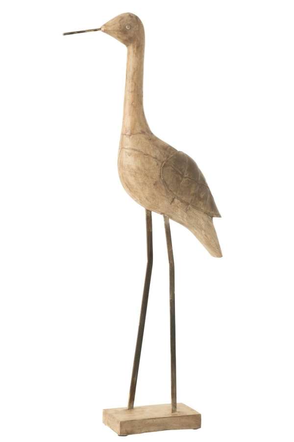 DECORATION BIRD MANGO WOOD/METAL BEIGE/BLACK LARGE