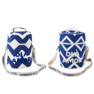 LUNCH BAG OLA AMOR COTTON WHITE/DARK BLUE ASSORTMENT OF 2