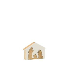NATIVITY IN HOUSE MANGO WOOD WHITE/NATURAL SMALL