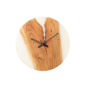 WALL CLOCK MODERN ACACIA WOOD/RESIN NATURAL/WHITE