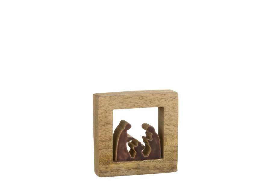 CRECHE SQUARE WOOD BROWN/WHITE SMALL