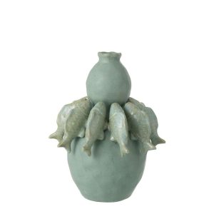 VASE FISH CERAMIC GREEN SMALL