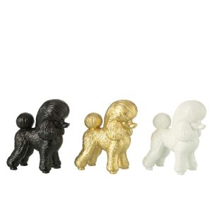 POODLE RESIN GOLD/BLACK/WHITE ASSORTMENT OF 3