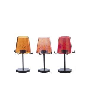 TEALIGHT HOLDER GLASS ORANGE/RED ASSORTMENT OF 3